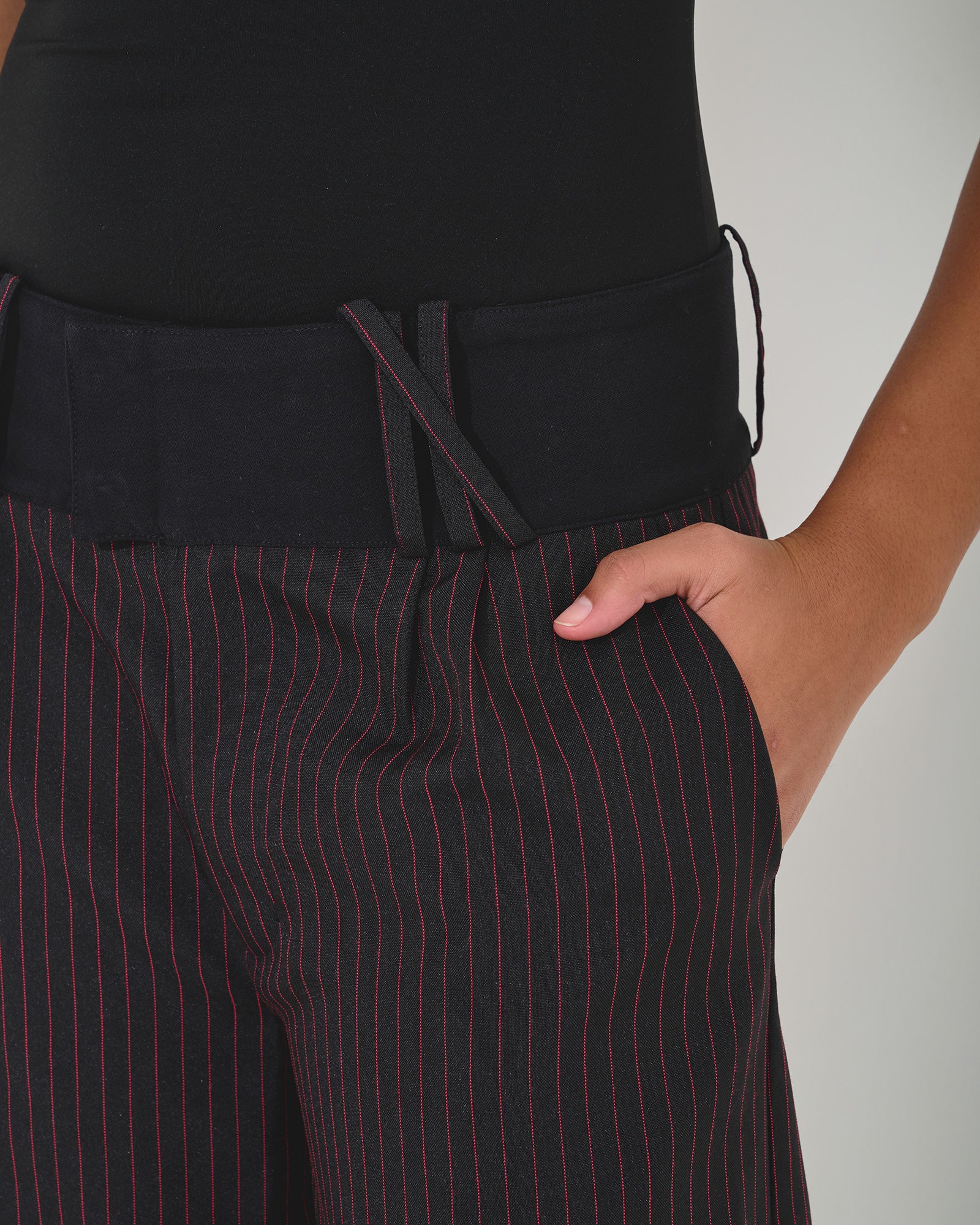 Haute-Line Wide Leg Pinstripe Trousers